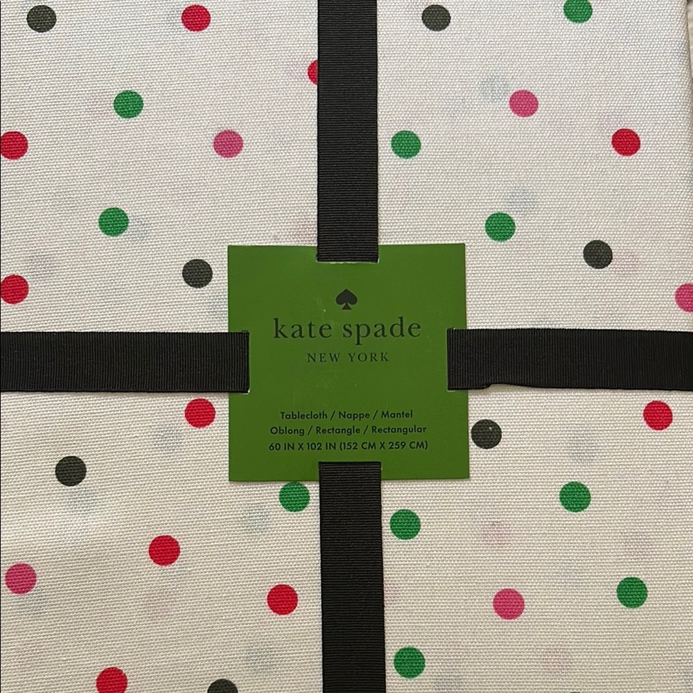 NEW Kate Spade Polka Dot Confetti Colorful Tablecloth NWT 60x102